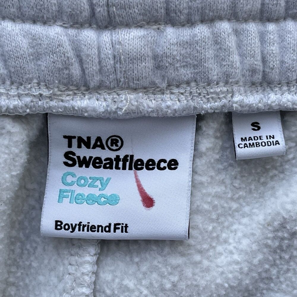 TNA Boyfriend Fit Sweatpants Aritzia Sweatfleece Cozy Fleece Pants Small Gray - Picture 10 of 12